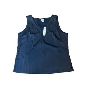 NEW Chicos tank Sleeveless Top size 3 women XL satin layer vneck Black